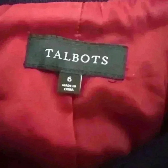 Talbots Women's Sz 6 Military Compact Twill Jacket Blazer Navy Blue Gold Buttons - Picture 7 of 8